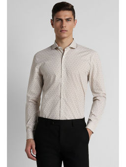 Peter England - Men Beige Super Slim Fit Formal Full Sleeves Formal Shirt