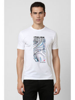 Van Heusen - Men White Print Round Neck T-Shirt
