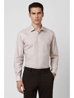 Van Heusen - Men Beige Regular Fit Print Full Sleeves Formal Shirt