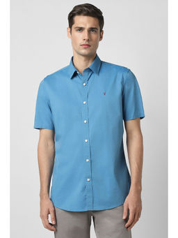 Van Heusen - Men Blue Slim Fit Solid Half Sleeves Casual Shirt