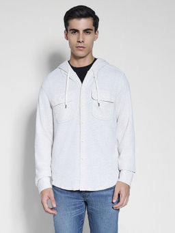 American Eagle - Men White Super Soft Long-Sleeve Hooded Thermal Shirt