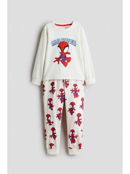 H&M - Boys White Printed Cotton Joggers and T-Shirt