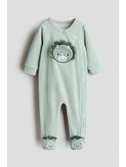 H&M - Kids Green Velour Sleepsuit