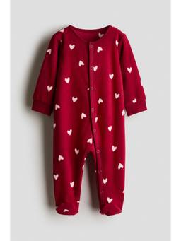 H&M - Girls Red Fleece Sleepsuit