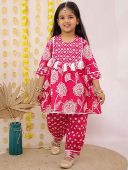 Superminis - Magenta Floral Kurta and Salwar