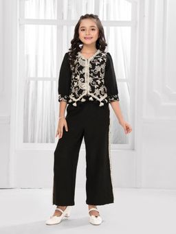 Mini Stitch - Black Embellished Top and Pant