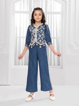 Mini Stitch - Blue Embellished Top and Pant