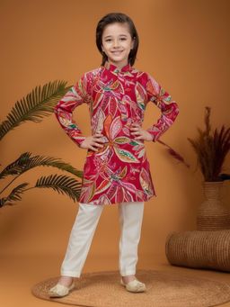 Mini Stitch - Red Floral Kurta and Pant