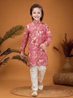 Mini Stitch - Pink Floral Kurta and Pant
