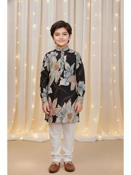 Mini Stitch - Black Floral Kurta and Pant