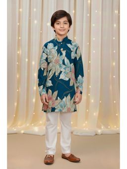 Mini Stitch - Teal Floral Kurta and Pant