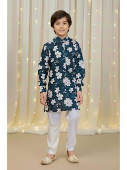 Mini Stitch - Green Floral Kurta and Pant