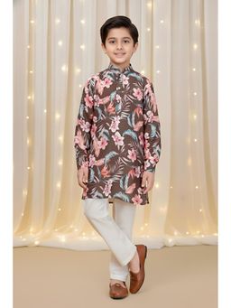 Mini Stitch - Olive Floral Kurta and Pant