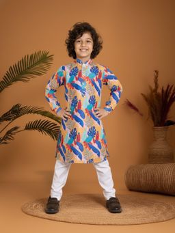 Mini Stitch - Blue Printed Kurta and Pant