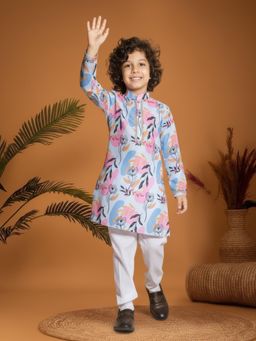 Mini Stitch - Blue Floral Kurta and Pant