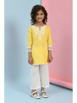 Biba - Yellow Printed Kurta and Palazzo