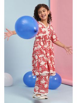 Biba - Red Printed Kurta and Palazzo