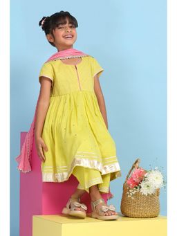 Biba - Green Stripes Kurta with Palazzo and Dupatta