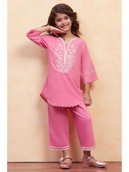 Biba - Pink Embroidered Kurta and Palazzo
