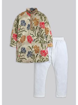 KALKI FASHION - Beige Floral Kurta and Pant