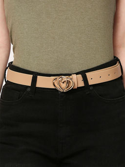 Twenty Dresses by Nykaa Fashion - Beige Solid Intertwined Heart Buckle Belt