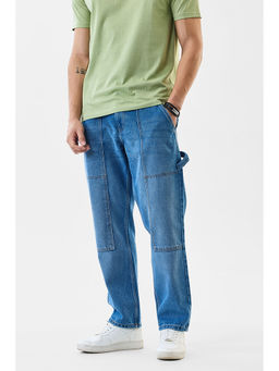 Snitch - Blue Patch-Work Loose Casual Jeans