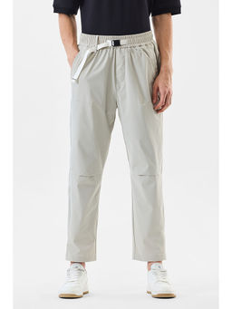 Snitch - Beige Solid Loose Casual Trackpant