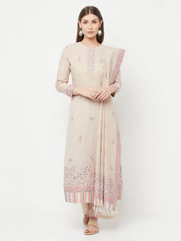 Safaa - Women Organic Cotton Woven Design Unstitched Dress Material with Dupatta (Set of 3)