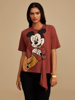 Kazo - Rust Disney Mickey Mouse Buckle Graphic T-Shirt