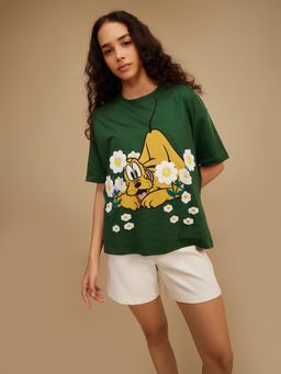 Kazo - Green Disney Pluto Crochet Graphic T-Shirt