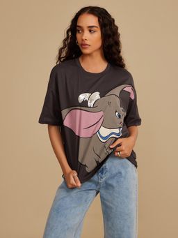 Kazo - Charcoal Disney Dumbo Sequined and Graphic T-Shirt