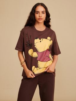 Kazo - Brown Disney Winnie The Pooh Sequined and Graphic T-Shirt
