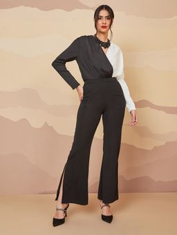 Styli - Colorblock Wrap Front Long Sleeve Regular Fit Bodysuit