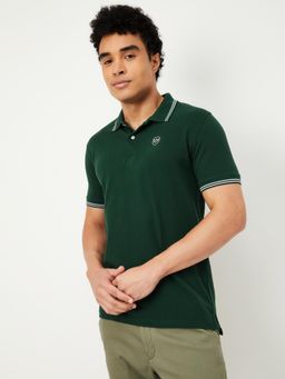 max - Men Solid Slim Fit Polo T-shirt - Green