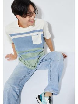 max - URB_N Men Slim Fit Stripes T-shirt - Blue
