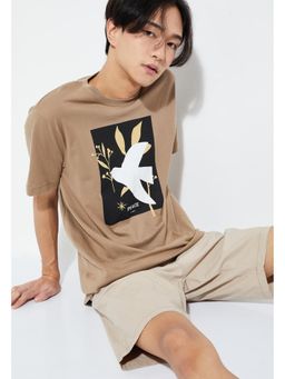 max - URB_N Men Slim Fit Graphic Printed T-shirt - Brown