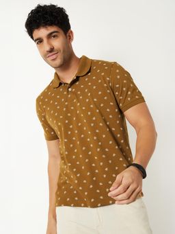 max - Men Printed Polo T-shirt - Khaki
