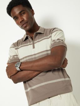 max - Men Stripes Polo T-shirt - Beige
