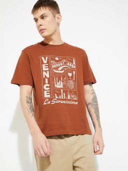 max - URB_N Men Printed T-shirt - Rust