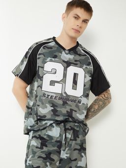 max - Men Camouflage Printed Sports T-shirt - Olive