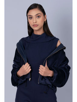 Muvazo - Women Depth Blue Blueberry Reversible Jacket