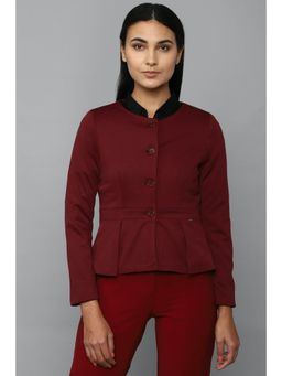 Allen Solly - Women Maroon Solid Casual Blazer
