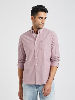 The Bear House - Men Pink Solid Slim Fit Cotton Lycra Casual Shirt