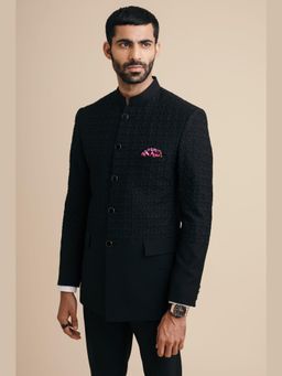 Philocaly - Mersin Regular Embroidered Black Bandh Gala