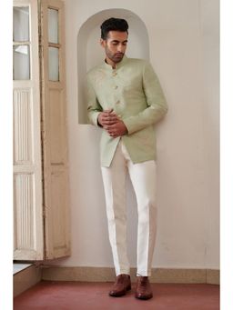 Philocaly - Pushp Slim Embroidered Green Bandh Gala