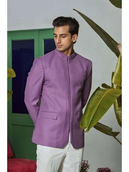Philocaly - Rayen Slim Embroidered Purple Bandh Gala