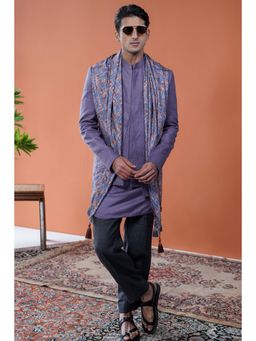 Philocaly - Rajneel Slim Plain Purple Bandhgala