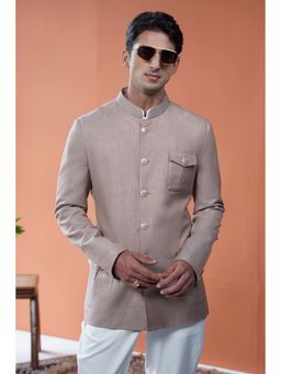 Philocaly - Mrinal Slim Plain Beige Bandhgala