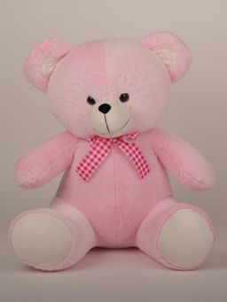 DukieKooky - Super Cute & Adorable Pink Teddy Bear with Floral Ribbon Bow Plush Soft Toy (2-6 Years)