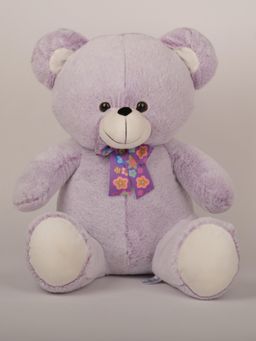DukieKooky - Super Cute & Adorable Purple Teddy Bear with Floral Ribbon Bow Plush Soft Toy (2-6 Years)